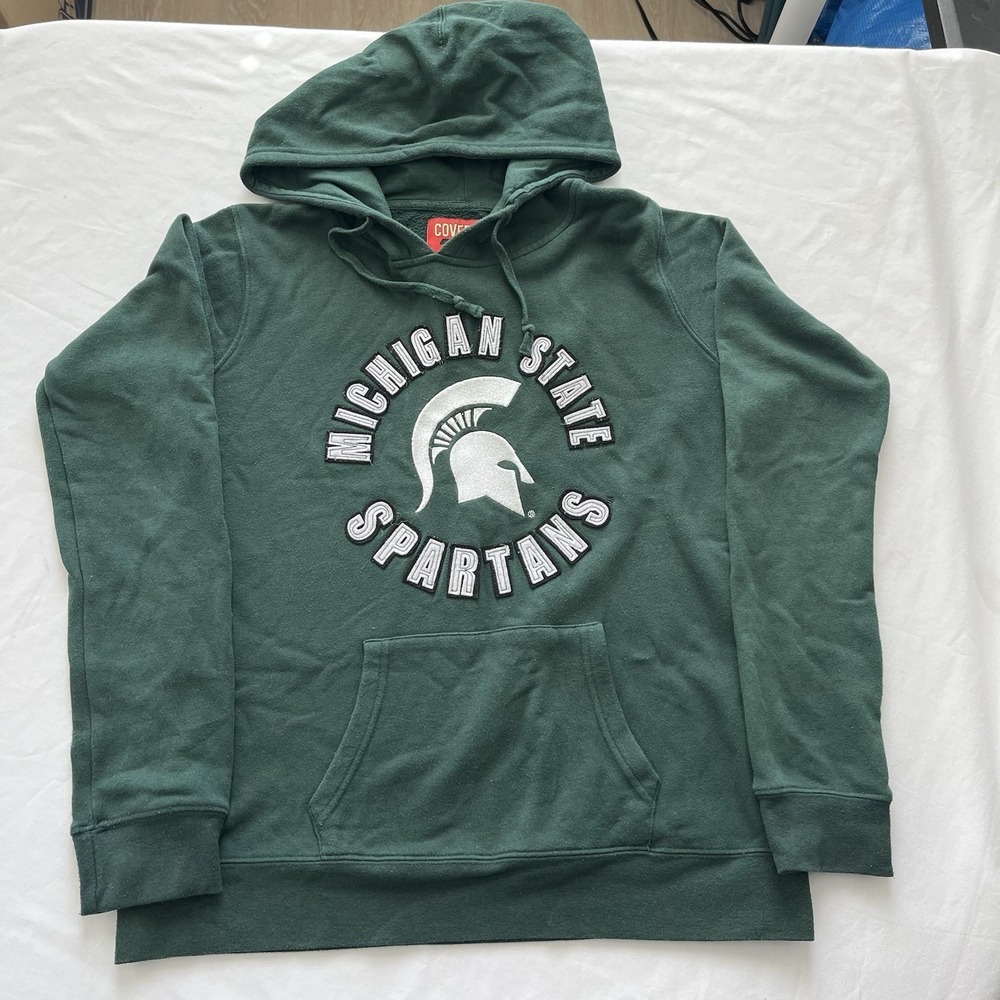 Vintage Michigan State University Women's Large Embroidered Hoodie Sweatshirt